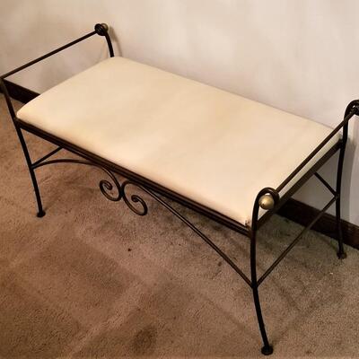 Lot #214  Nice Metal/Upholstered Bench - contemporary
