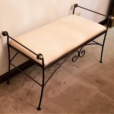Lot #214  Nice Metal/Upholstered Bench - contemporary