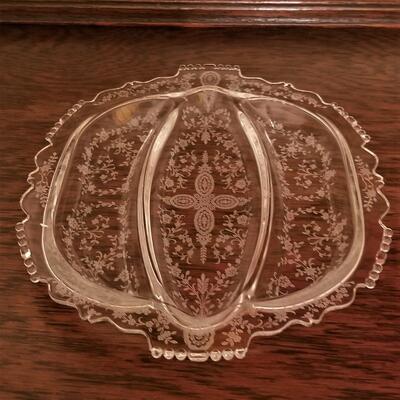 Lot #218  Lot of 2 vintage acid-etched Hostess Dishes
