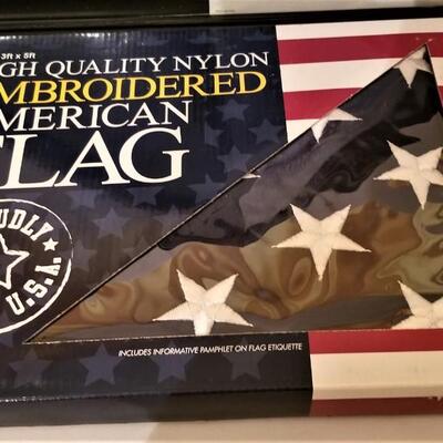 Lot #221  Memorial Flag Case and 3' x 5' American Flag new in box