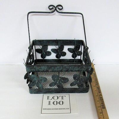 Fancy Metal Basket, Butterfly Theme