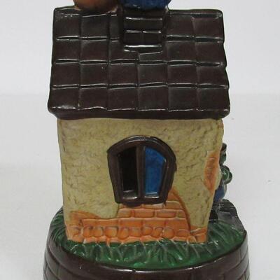 Halloween Ghost on Stand and Ceramic Haunted House