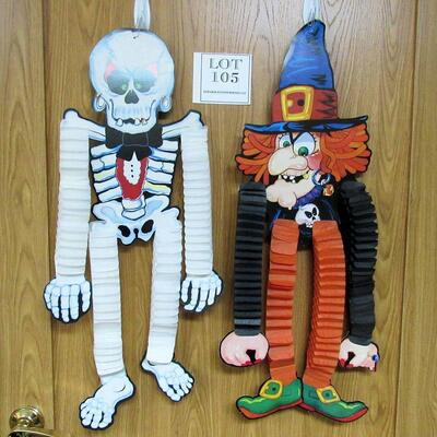 2 Modern Halloween Tissue Hangers, Skeleton and Witch