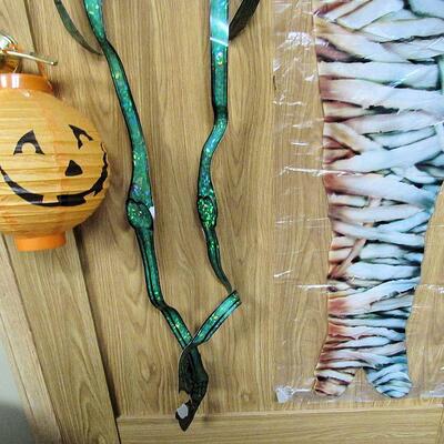 Tall Halloween Skeleton, Door Decor, and Tissue Lantern