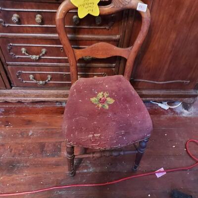 Two victorian needlepoint side chairs