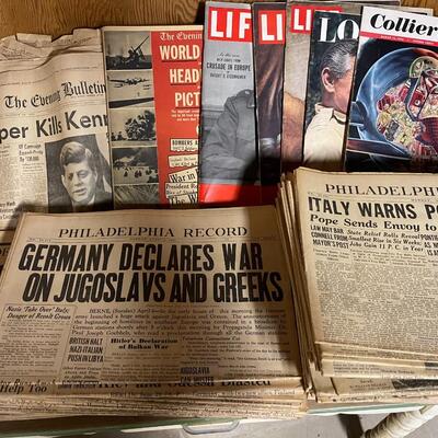 Large Collection of WWII Newspapers and More