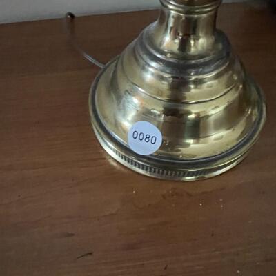 Vintage Brass Oil Lamp with Milkglass Shade