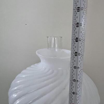 Vintage Brass Oil Lamp with Milkglass Shade
