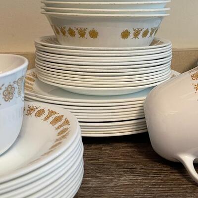 Large Lot of Vintage Butterfly Gold Corelle Dish Set