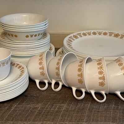 Large Lot of Vintage Butterfly Gold Corelle Dish Set
