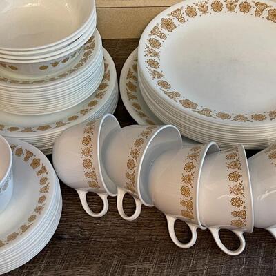 Large Lot of Vintage Butterfly Gold Corelle Dish Set