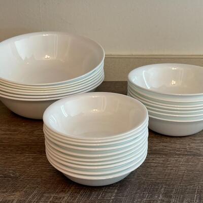 Large Lot of White Corelle Bowls