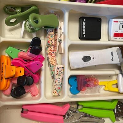 Utility Drawer Filled with Clips Ties and More