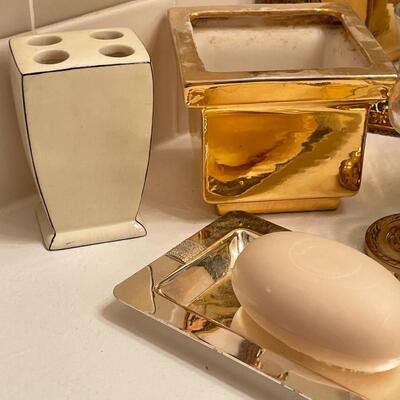 Lot of Gold Bathroom Decor #1