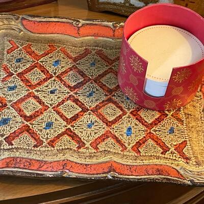 Gold and Red Bedside Table DÃ©cor