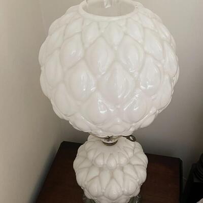Original Milkglass Globe Hourglass Gone w/ Wind Table Light Lamp
