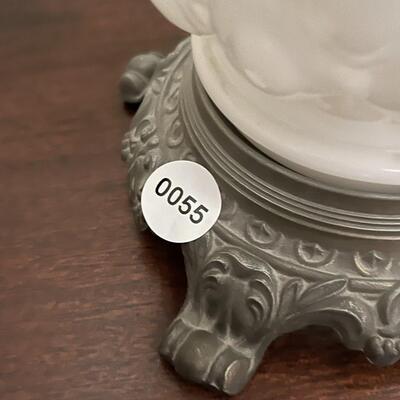 Original Milkglass Globe Hourglass Gone w/ Wind Table Light Lamp