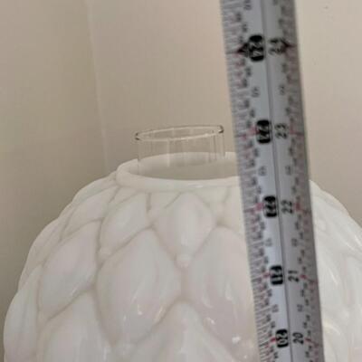 Original Milkglass Globe Hourglass Gone w/ Wind Table Light Lamp
