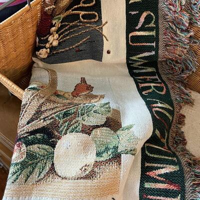 Blanket Basket with Throw Blankets