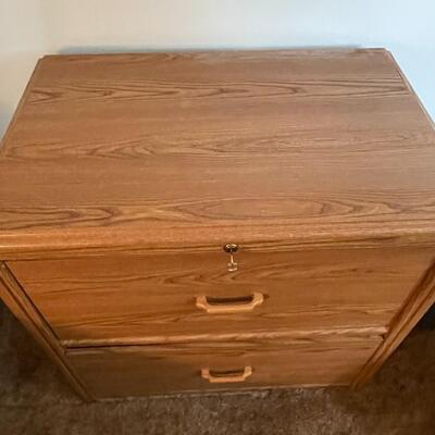 Locking Legal Size Two Drawer Wood Filing Cabinet