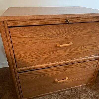 Locking Legal Size Two Drawer Wood Filing Cabinet