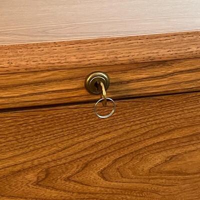 Locking Legal Size Two Drawer Wood Filing Cabinet