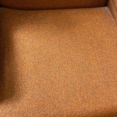 Orange Armchair with Brown Storage Cube