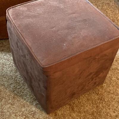 Orange Armchair with Brown Storage Cube