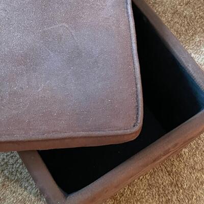 Orange Armchair with Brown Storage Cube