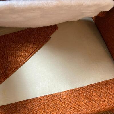 Orange Armchair with Brown Storage Cube