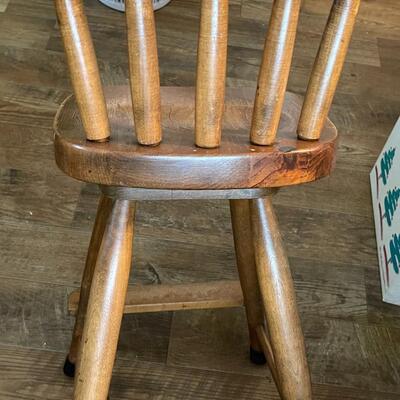 Pair of Counter-height Heavy Wood Stool