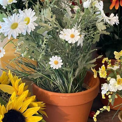 Lot of Decorative Artificial Flowers in Pots