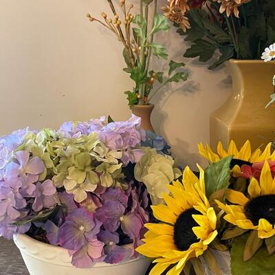Lot of Decorative Artificial Flowers in Pots