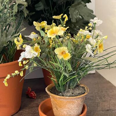 Lot of Decorative Artificial Flowers in Pots