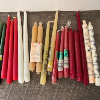 Lot of Taper Candles-with Vintage Glass