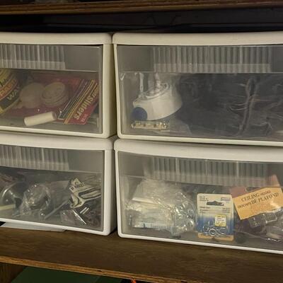 Lot of Four Filled Storage Drawers
