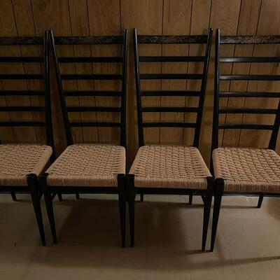 Set of Four Ladder-back Caned Chair