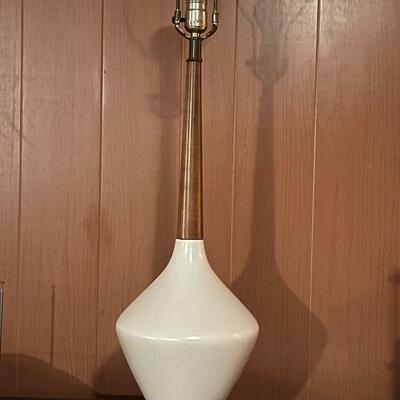 Mid-Century Modern Ceramic and Walnut Lamp