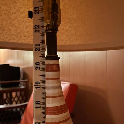 Mid-Century Modern Textured Ceramic and Walnut Lamp