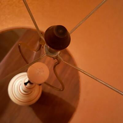 Mid-Century Modern Textured Ceramic and Walnut Lamp