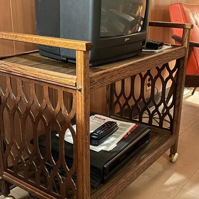 Wood Rolling TV Stand/Cart