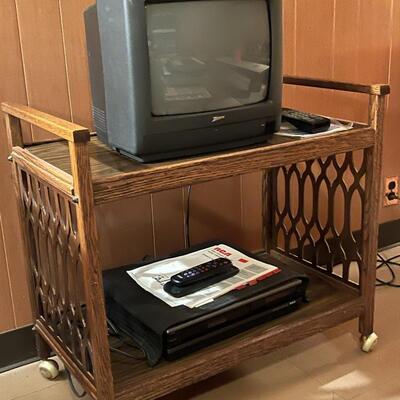 Wood Rolling TV Stand/Cart