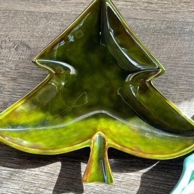 Pair of Handmade Vintage Ceramic Christmas Trees