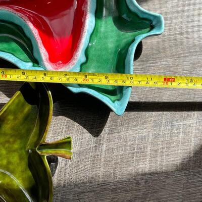 Pair of Handmade Vintage Ceramic Christmas Trees