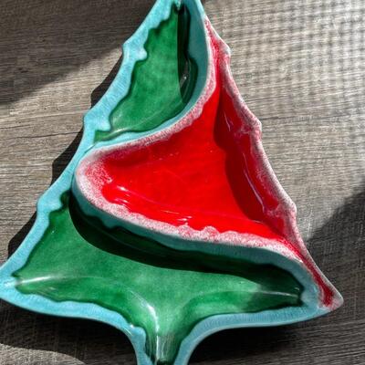 Pair of Handmade Vintage Ceramic Christmas Trees