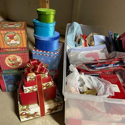 Lot of Christmas Boxes, Bags and Ribbons