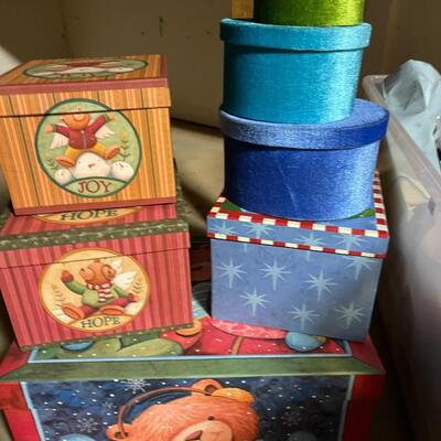 Lot of Christmas Boxes, Bags and Ribbons