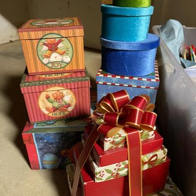 Lot of Christmas Boxes, Bags and Ribbons