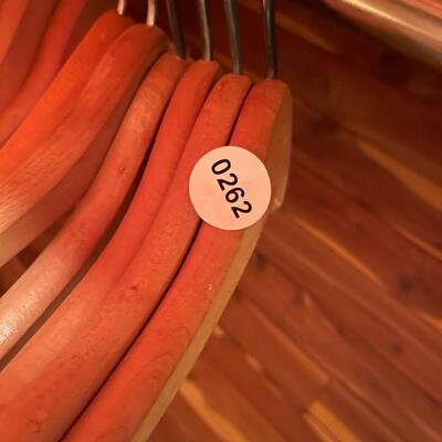 Large lot of Wood Hangers and Metal Pant Hangers