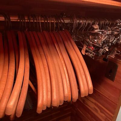 Large lot of Wood Hangers and Metal Pant Hangers